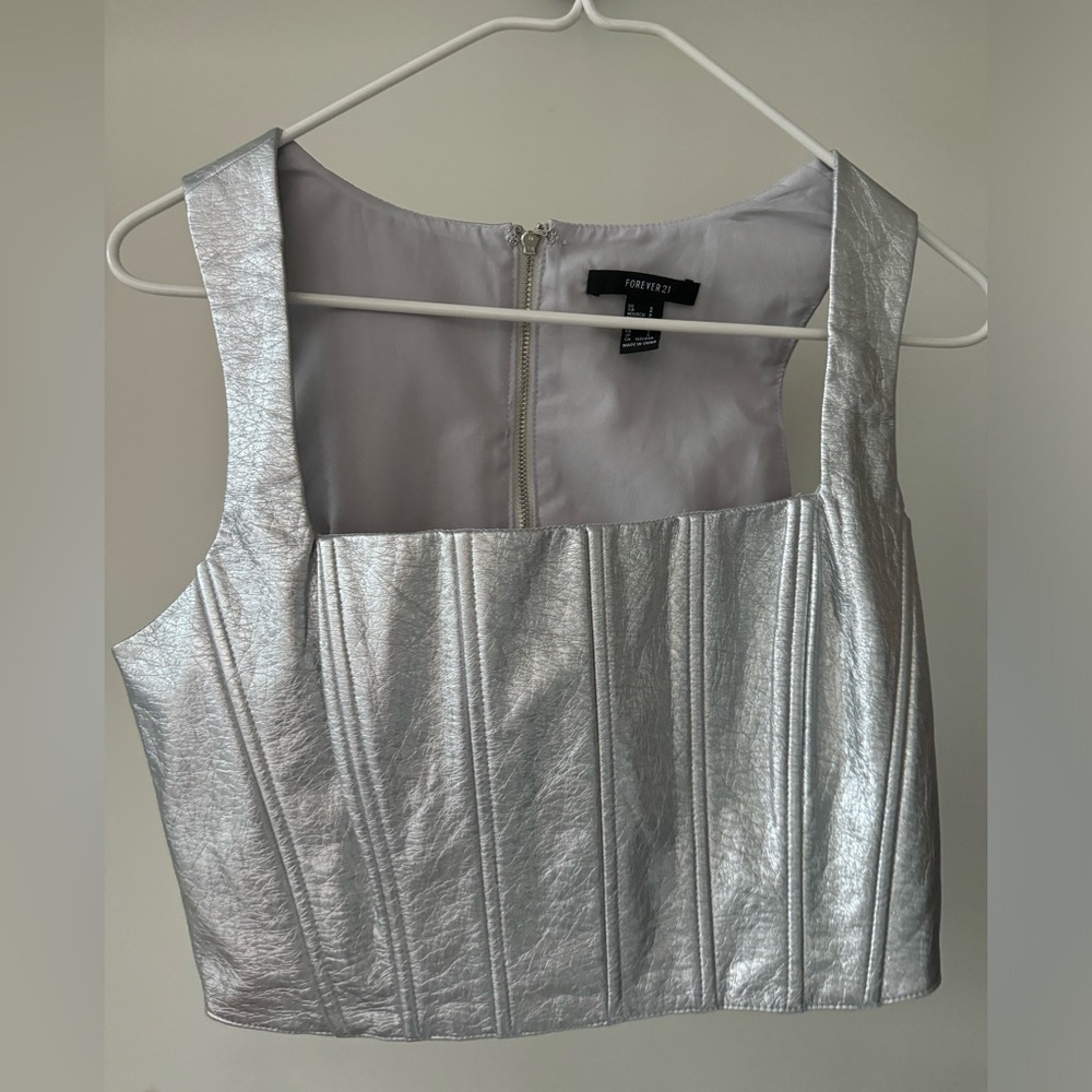 Silver corset crop top